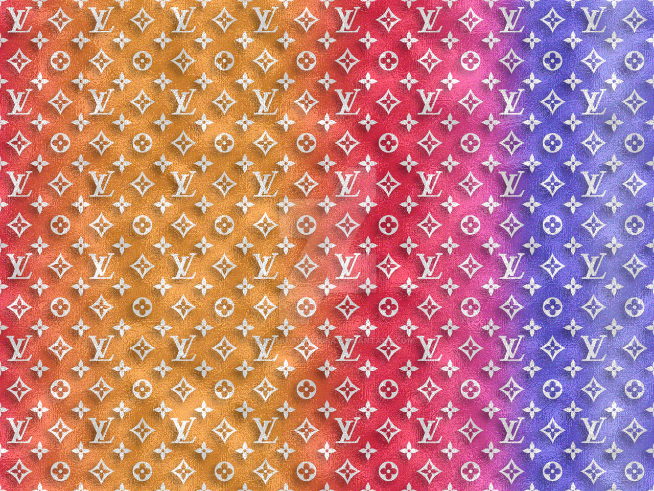 Download Rainbow Louis Vuitton Print On White Wallpaper