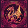 Create a Single Vector image of a dragon on red an