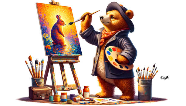 Paddington Bear painting Peter Rabbit