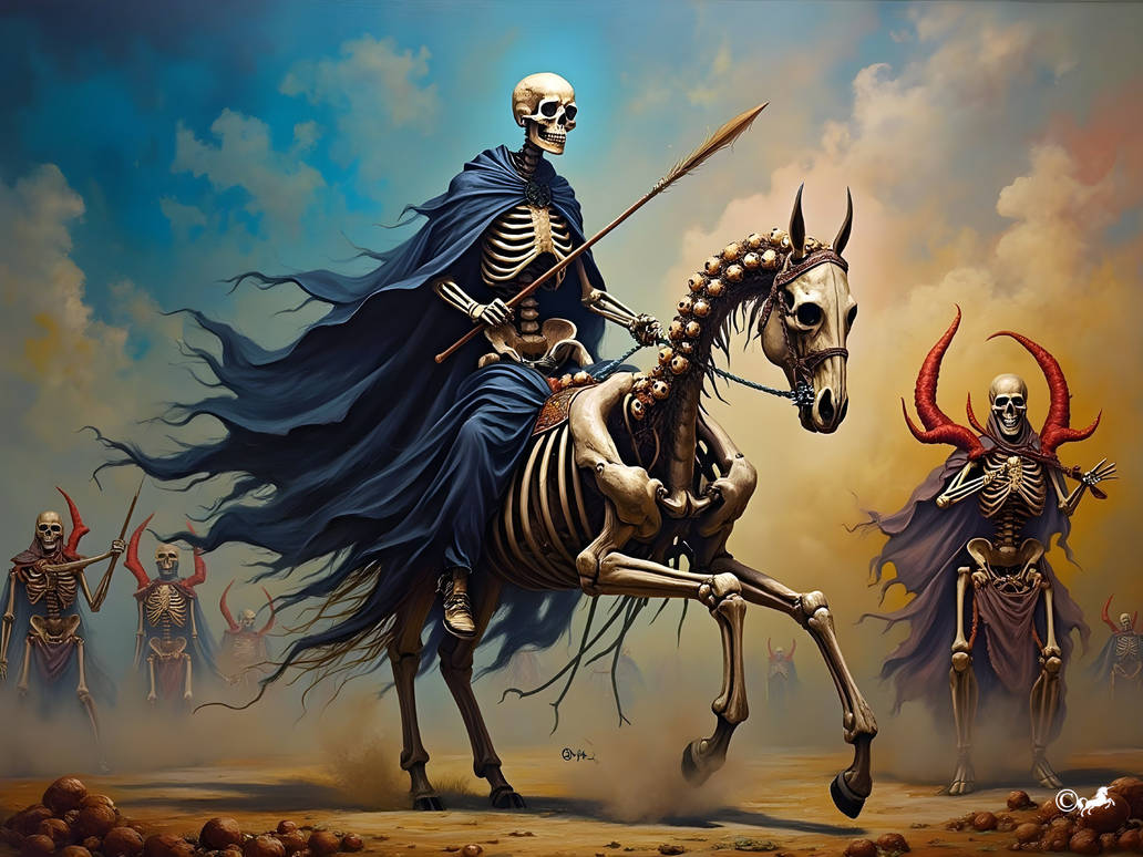 Skeletal Ride Skeletal Riders in an Eerie Landscape by unicorngraphics on DeviantArt
