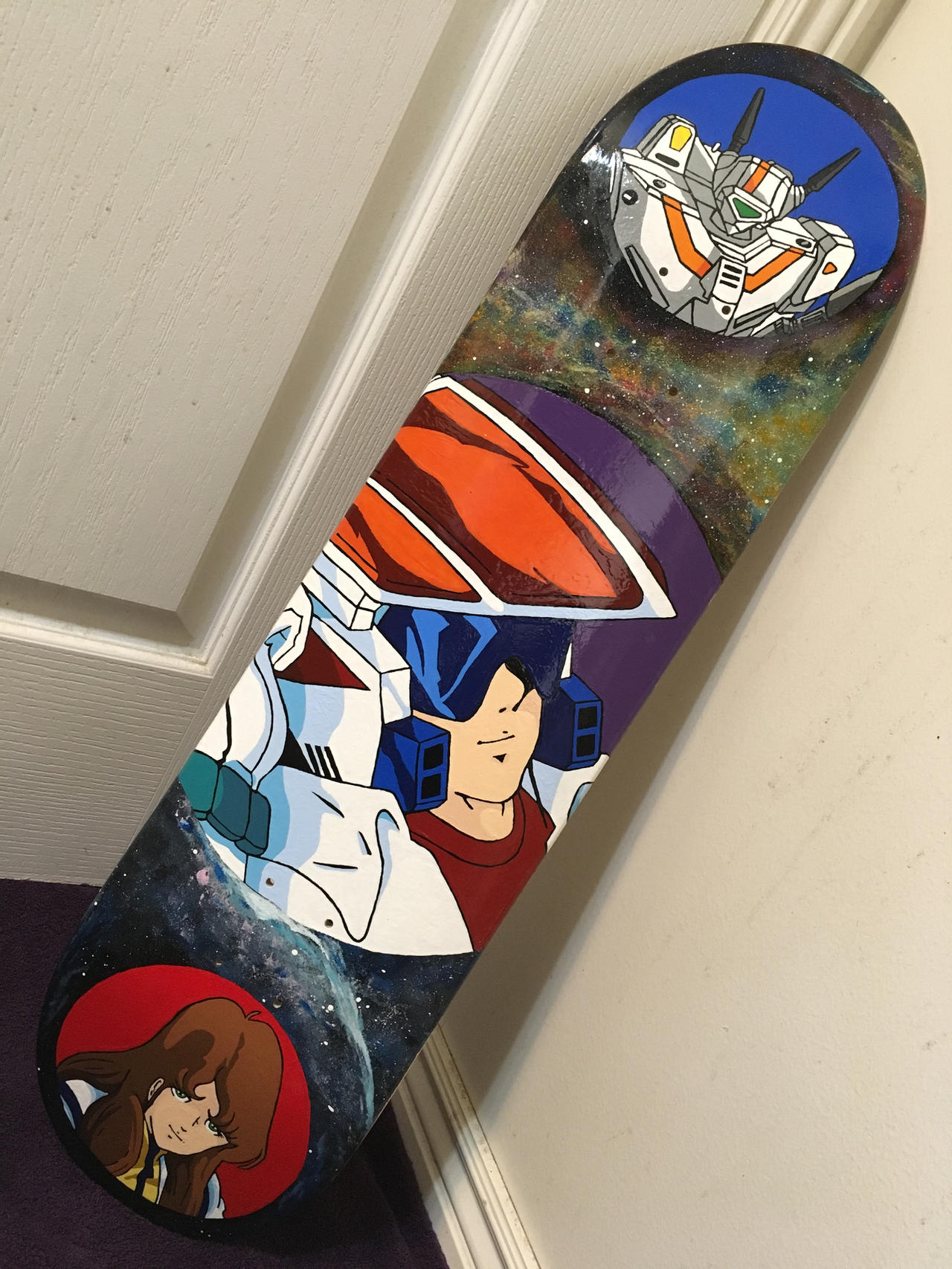 Robotech Painted Robotech Rick Lisa hand painted skateboard by Khawching on DeviantArt