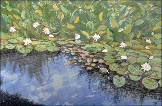 POND, WATER LILIES AND A TURTLE (PLEIN-AIR SKETCH)