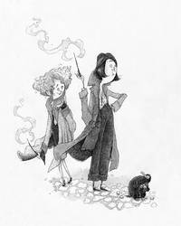 Goldstein sisters and Niffler (Fantastic Beasts) by TeemuJuhani