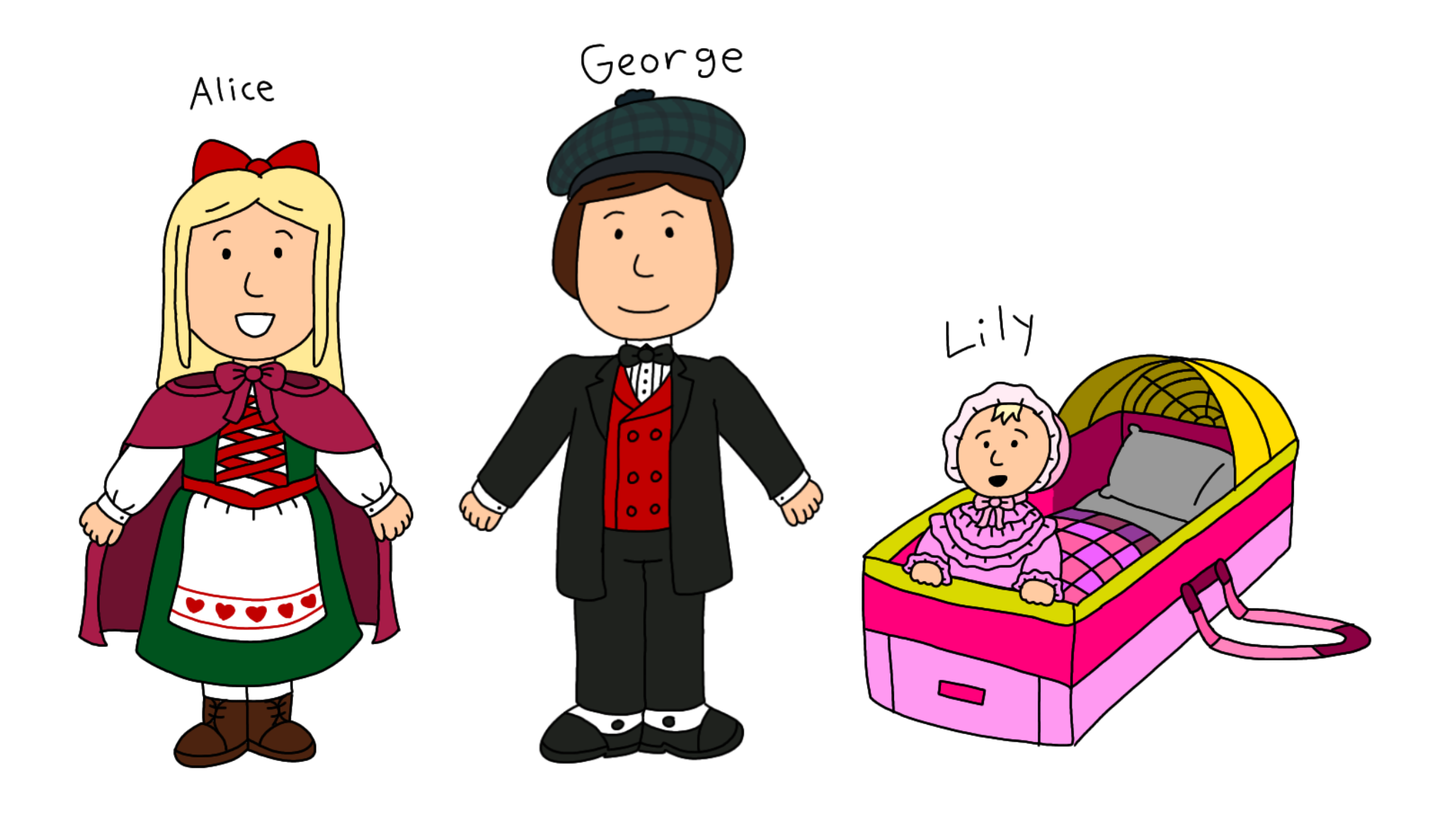 Alice, George, and Baby Lily by CoutureToonStudio on DeviantArt