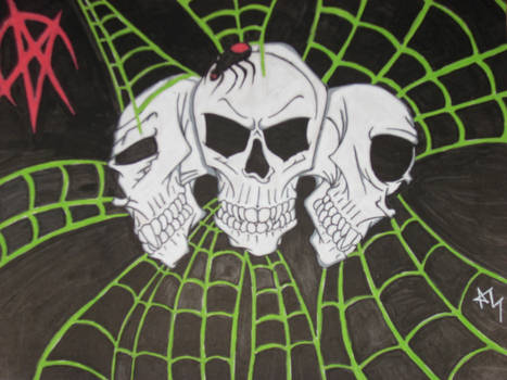 3 skulls with webbing