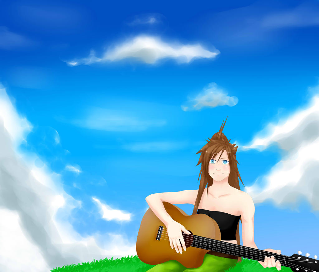 Playing on the guitar