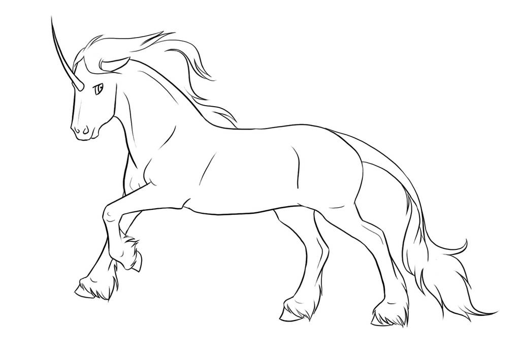 .Unicorn Lineart. by xRedLily