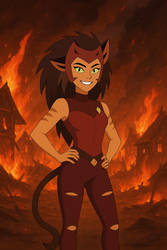 Catra from She-Ra after burning a village