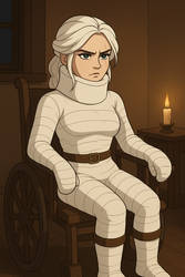 Ciri from The Witcher in a wheelchair