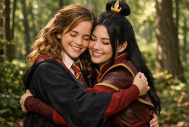Hermione Granger and Azula being friends gif