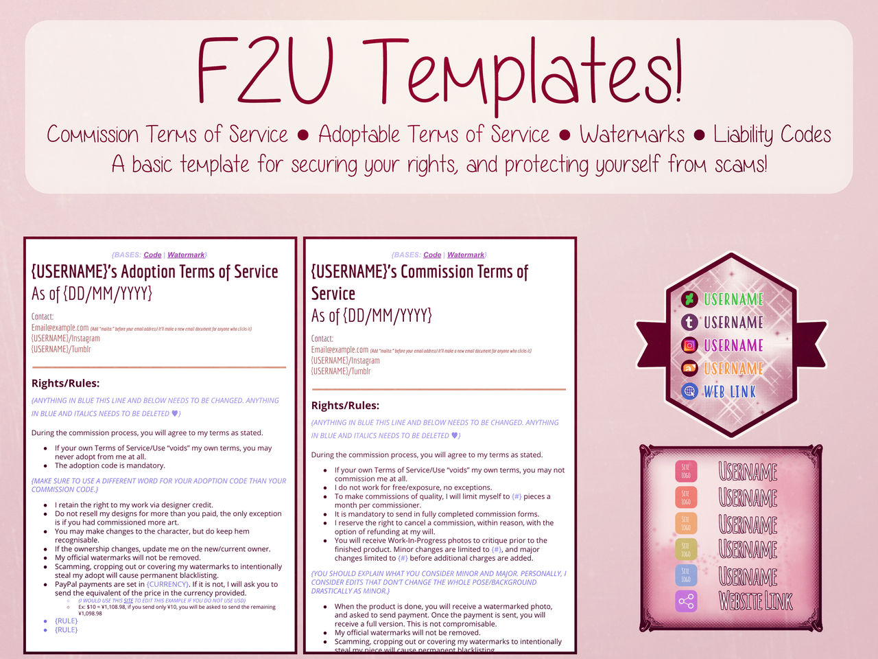 Free Tos Template Commissions And Adoptables By