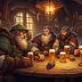 A crowded tavern of wizzards, rogues, dwarves and 