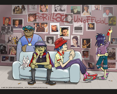 Gorillaz on the sofa