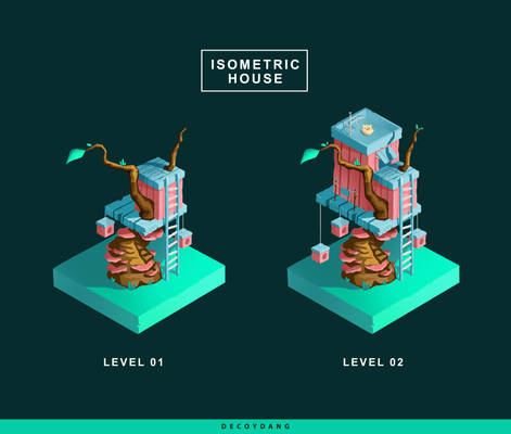 Isometric House Concept with Levels