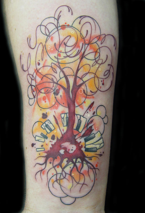 Funky Music Tree Tattoo