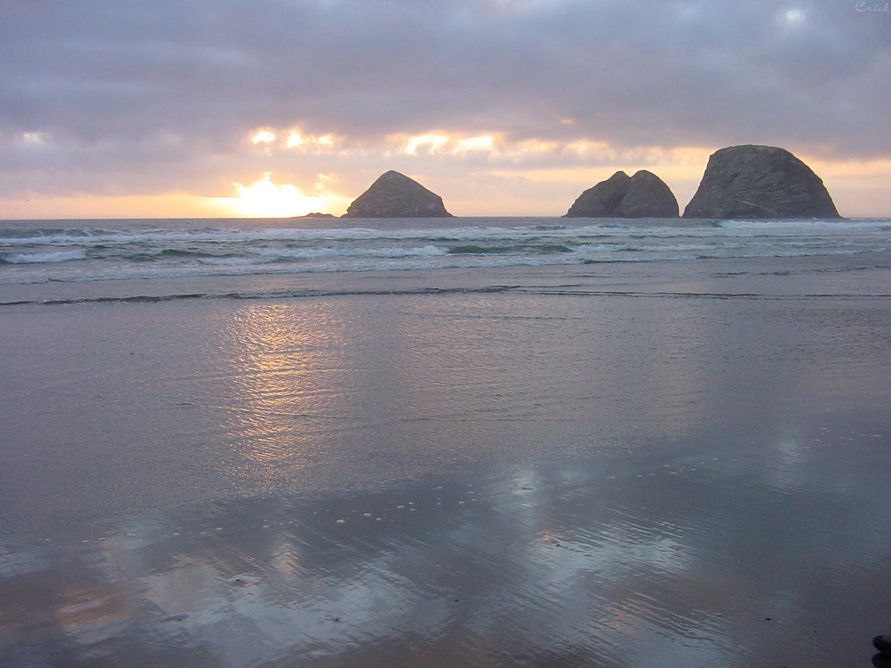 Ocean Sunset Beach Stock