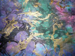 Blue Gold Purple Marbled Paper by Enchantedgal-Stock