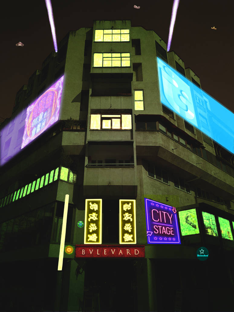 Raypunk Buildings cyberpunk building CRAIOVA2049 by bobnickmad on DeviantArt