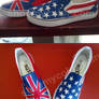 UK and US flag shoes hand painted canvas