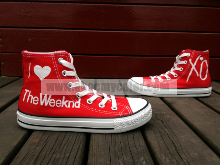 The Weekend New Red Hand Painted High-top Shoes