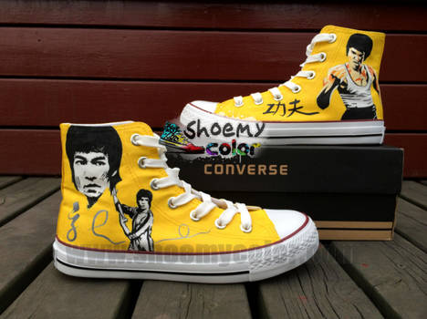 Bruce Lee Hand Painted Converse Canvas Shoes