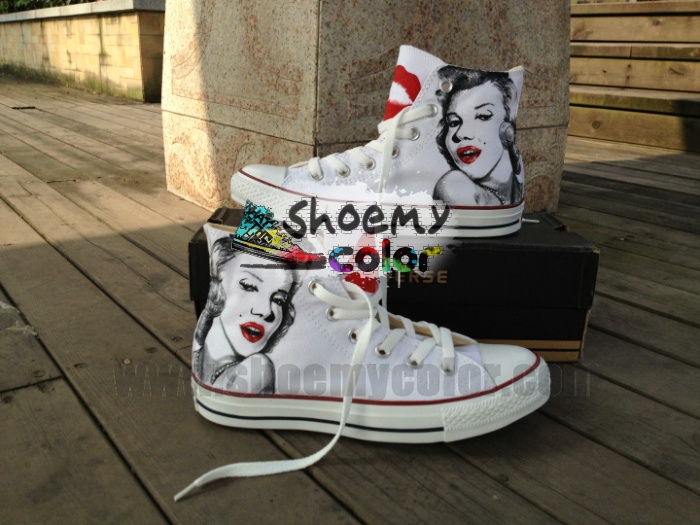 Marilyn Monroe Sexy Red Lips Hand Painted Sneaker