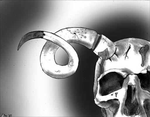 Horned skull with background