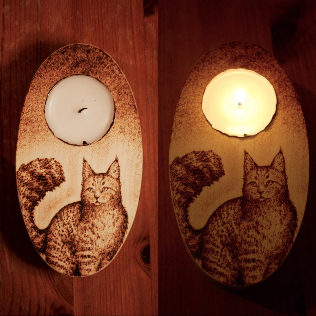 Maine Coon Cat Candle Holder Commission