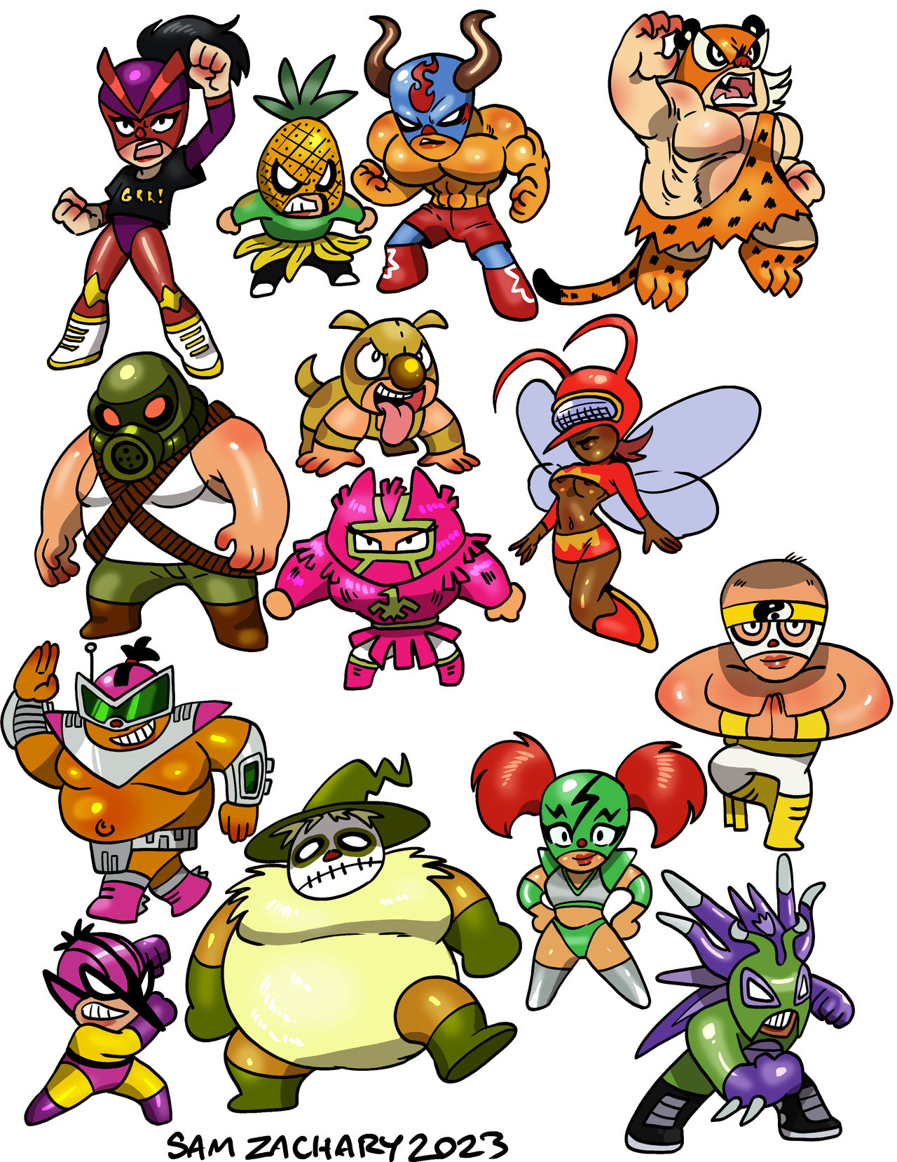 Mucha Lucha Characters 1 By SamZacharyArts On DeviantArt mucha-lucha-characters-1-by-samzacharyarts-on-deviantart