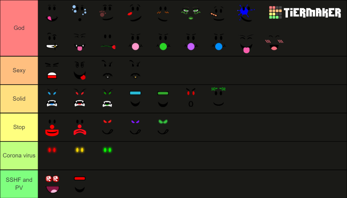 Create a Roblox Faces Tier List - TierMaker