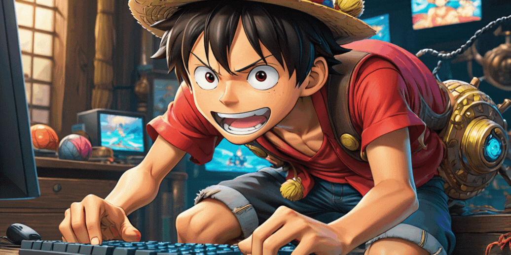 Luffy Using Computer Luffy playing on an Affordable Desktop Computer by theitgear on DeviantArt