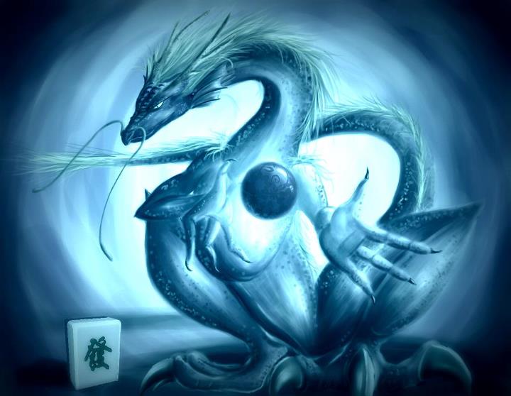 Mahjong Dragon in blue