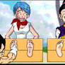 tickle bulma and chichi by goku and vegeta