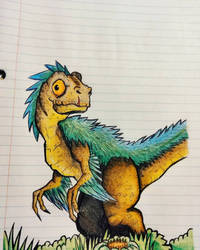 Dinosaur in notebook color pencils 