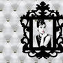 Audrey Hepburn chic and baroque wallpaper