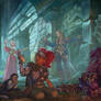 DnD group Inside of an ancient dungeon tomb