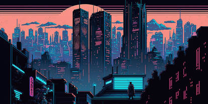 8bit Style Cyberpunk City 3