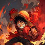 One piece fierce Luffy in Akira Toriyama Style 1