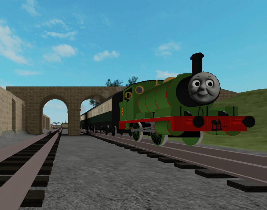 Percy pulls a passenger train by MooseStudio on DeviantArt