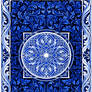 Card Back in Blue and White in Art Nouveau Style