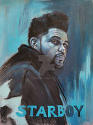 The Weeknd , pastel portraits in blue