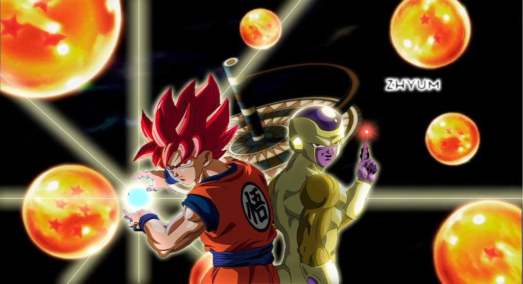 Goku SSJ Dios Rojo y Golden Freezer by ZhyuM on DeviantArt