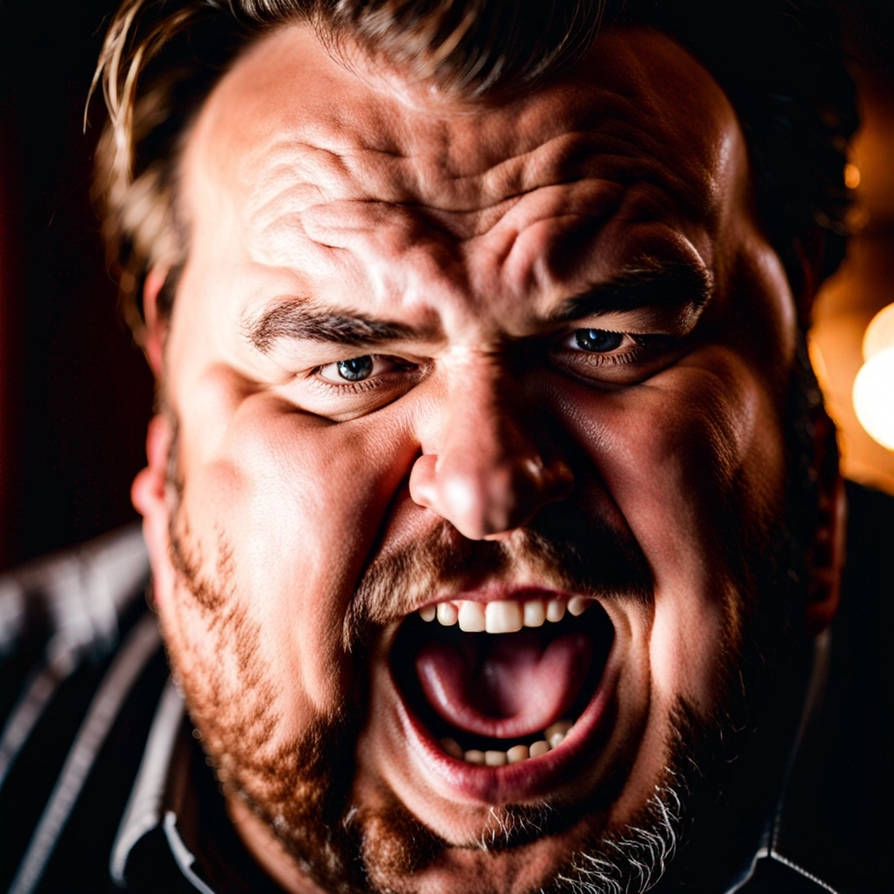 Fat guy screaming into your eyes for no reason
