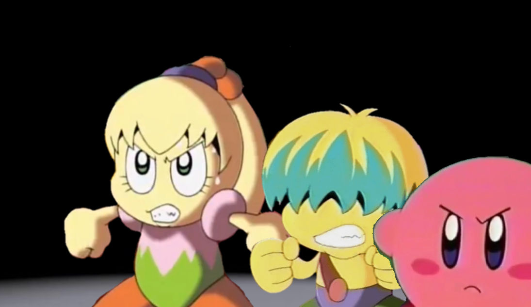 Kirby, Tiff and Tuff confronting Tex by ICEJR08 on DeviantArt