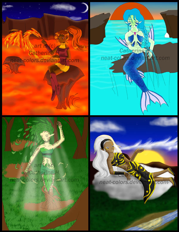 Elements goddesses- Unfinished by neat-colors on DeviantArt