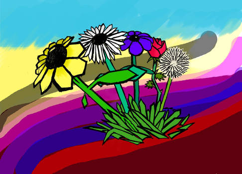 Digital Finger Painted Flowers