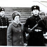 Proud soviet soldier and his mom - vintage photo