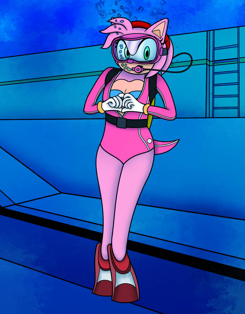 Amy Poolp Scuba Amy Rose Diving in Pool (with gloves) by ArteryPrism on DeviantArt