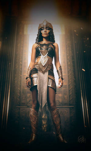 Woman dressed as the Egyptian goddess Sehkmet