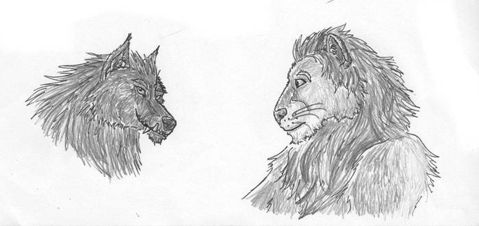 Werewolf and lion